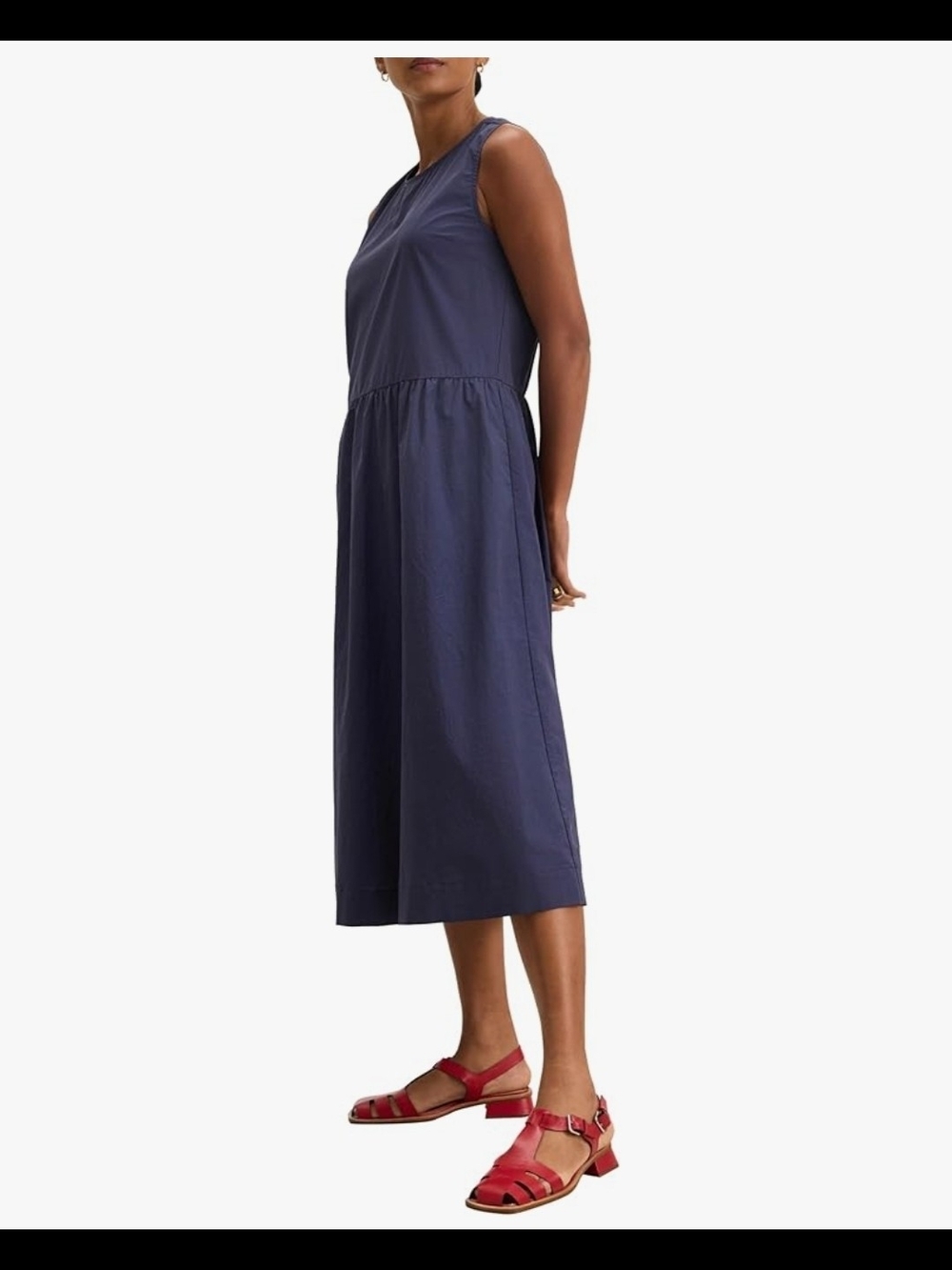 NWT Velvet by Graham & Spencer Masha Cotton Poplin Midi Dress M Blue Made USA - Picture 2 of 12
